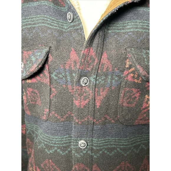 Jachs New York Men's L Muted Shirt Jacket Southwest Pattern Faux Shearling - Picture 2 of 11